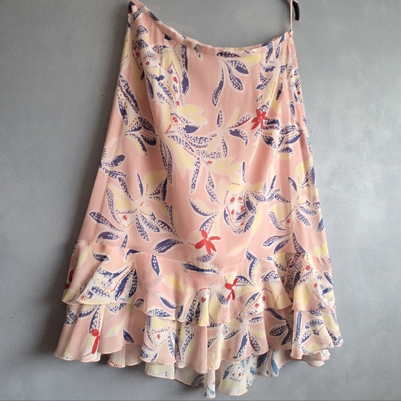 SEE BY CHLOÈ SILK RED, YELLOW, FRILL SKIRT, SIZE US 10, NEW - Picture 14 of 14